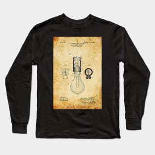 Vintage Light Bulb Patent Long Sleeve T-Shirt